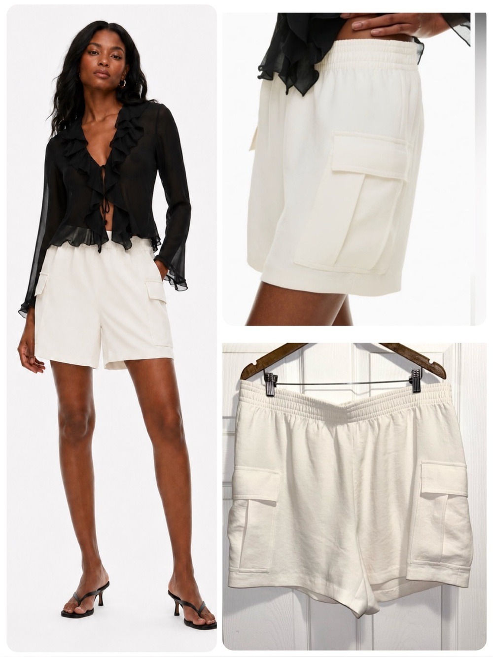 Aritzia Wilfred Highlight Cargo Shorts Crepette Lt Birch Relaxed Fit Size XL